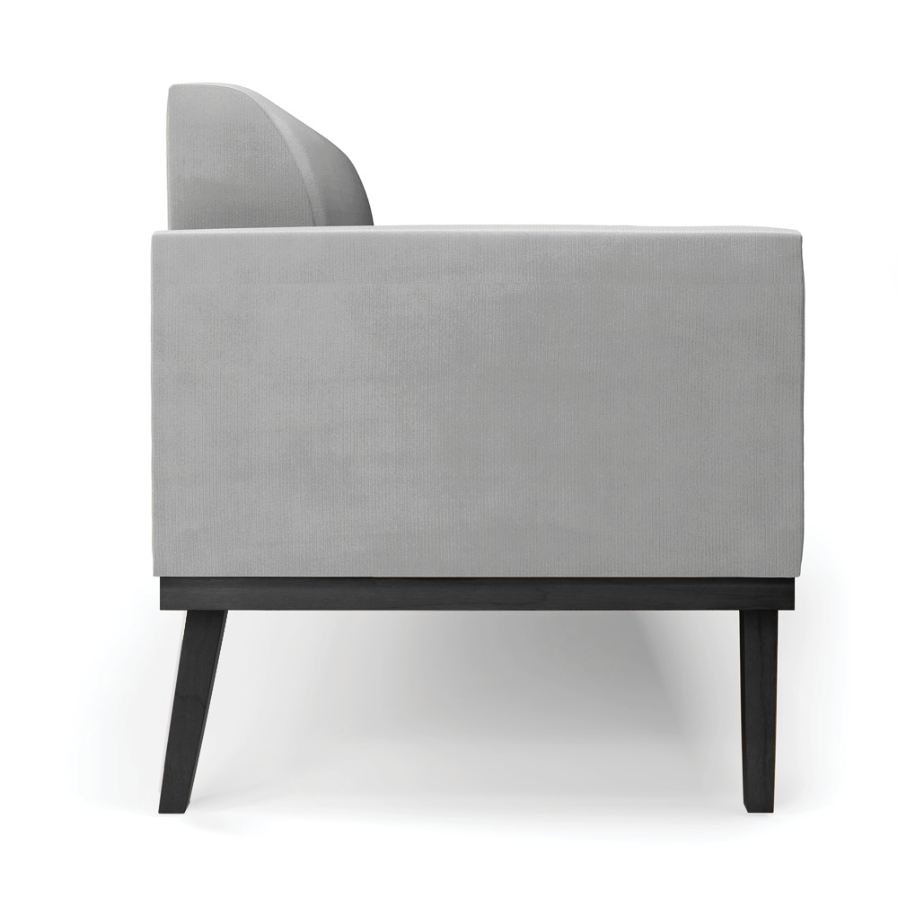 Poltrona Namoradeira Decorativa Isabella Pés Fixo em Madeira Preto Suede Cinza G19 - Gran Belo