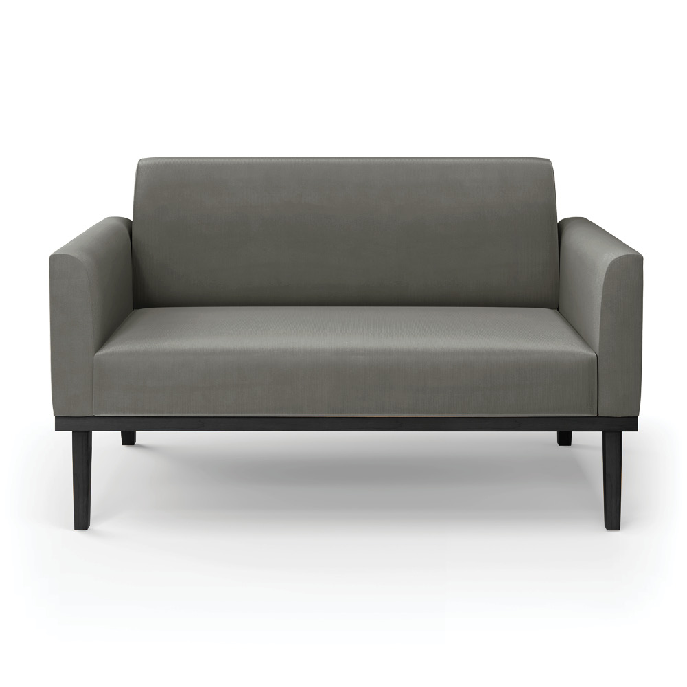 Poltrona Namoradeira Decorativa Isabella Pés Fixo em Madeira Preto Suede Grafite G19 - Gran Belo