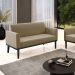 Poltrona Namoradeira Decorativa Isabella Pés Fixo em Madeira Preto Suede Nude G19 - Gran Belo