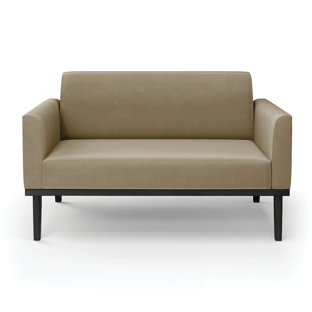 Poltrona Namoradeira Decorativa Isabella Pés Fixo em Madeira Preto Suede Nude G19 - Gran Belo