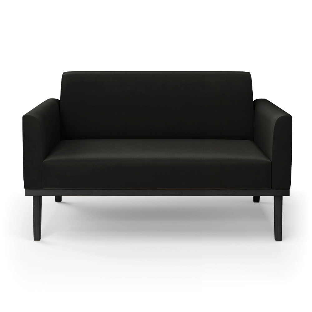 Poltrona Namoradeira Decorativa Isabella Pés Fixo em Madeira Preto Suede Preto G19 - Gran Belo