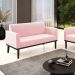 Poltrona Namoradeira Decorativa Isabella Pés Fixo em Madeira Preto Suede Rosa Bebê G19 - Gran Belo
