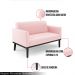 Poltrona Namoradeira Decorativa Isabella Pés Fixo em Madeira Preto Suede Rosa Bebê G19 - Gran Belo