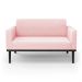 Poltrona Namoradeira Decorativa Isabella Pés Fixo em Madeira Preto Suede Rosa Bebê G19 - Gran Belo