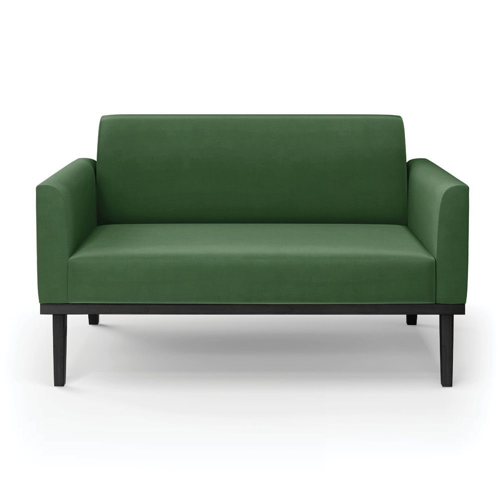 Poltrona Namoradeira Decorativa Isabella Pés Fixo em Madeira Preto Suede Verde G19 - Gran Belo