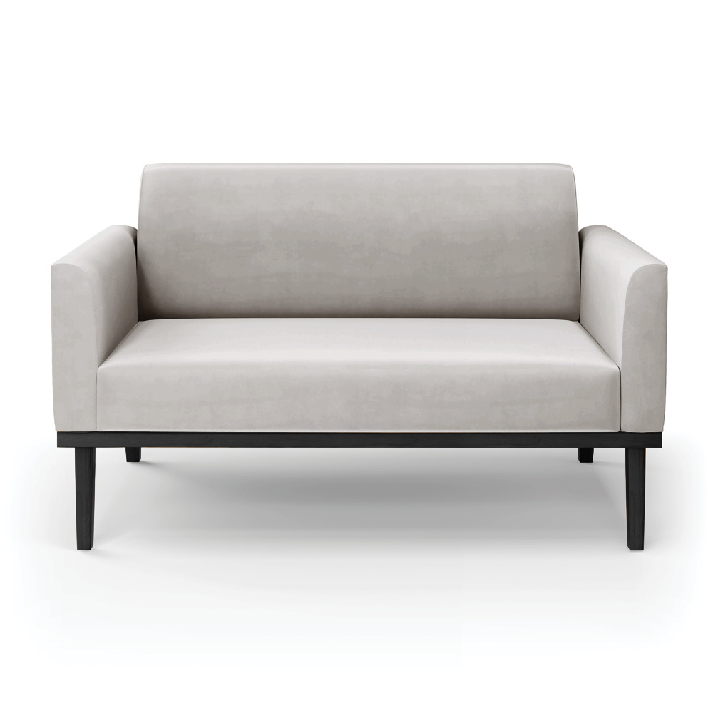 Poltrona Namoradeira Decorativa Isabella Pés Fixo em Madeira Preto Veludo Cinza G19 - Gran Belo