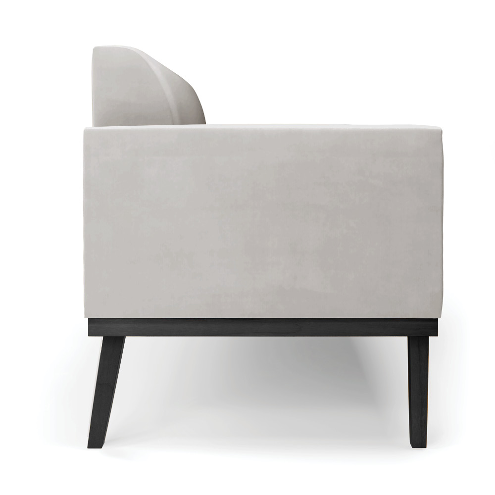 Poltrona Namoradeira Decorativa Isabella Pés Fixo em Madeira Preto Veludo Cinza G19 - Gran Belo