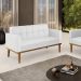 Poltrona Namoradeira Decorativa Karen Pés Fixo em Madeira Castanho PU Branco G19 - Gran Belo