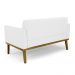 Poltrona Namoradeira Decorativa Karen Pés Fixo em Madeira Castanho PU Branco G19 - Gran Belo