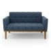 Poltrona Namoradeira Decorativa Karen Pés Fixo em Madeira Castanho Suede Azul Marinho G19 - Gran Belo