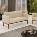 Poltrona Namoradeira Decorativa Karen Pés Fixo em Madeira Castanho Suede Bege G19 - Gran Belo