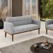 Poltrona Namoradeira Decorativa Karen Pés Fixo em Madeira Castanho Suede Cinza G19 - Gran Belo
