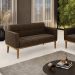 Poltrona Namoradeira Decorativa Karen Pés Fixo em Madeira Castanho Suede Marrom 19 - Gran Belo