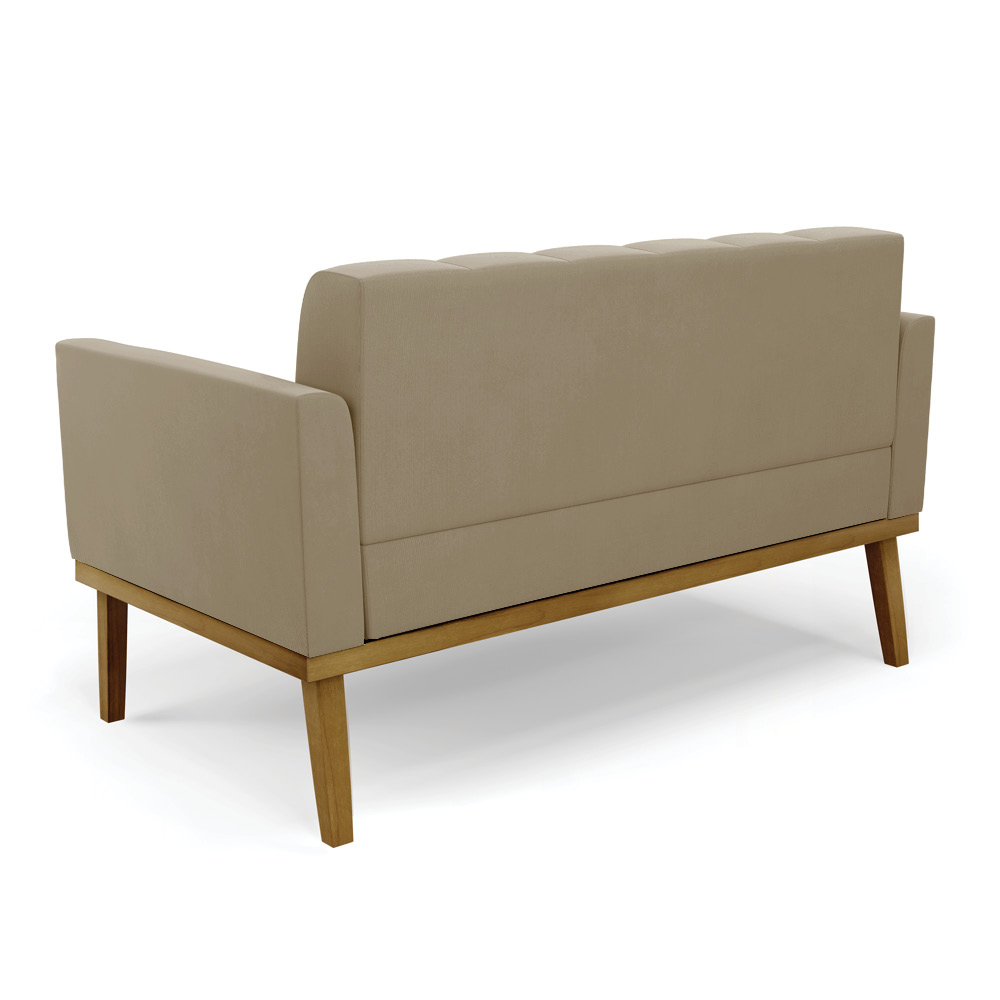 Poltrona Namoradeira Decorativa Karen Pés Fixo em Madeira Castanho Suede Nude G19 - Gran Belo