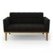 Poltrona Namoradeira Decorativa Karen Pés Fixo em Madeira Castanho Suede Preto G19 - Gran Belo
