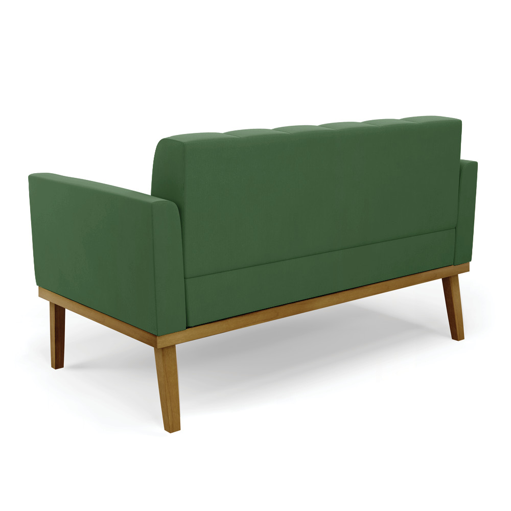 Poltrona Namoradeira Decorativa Karen Pés Fixo em Madeira Castanho Suede Verde G19 - Gran Belo