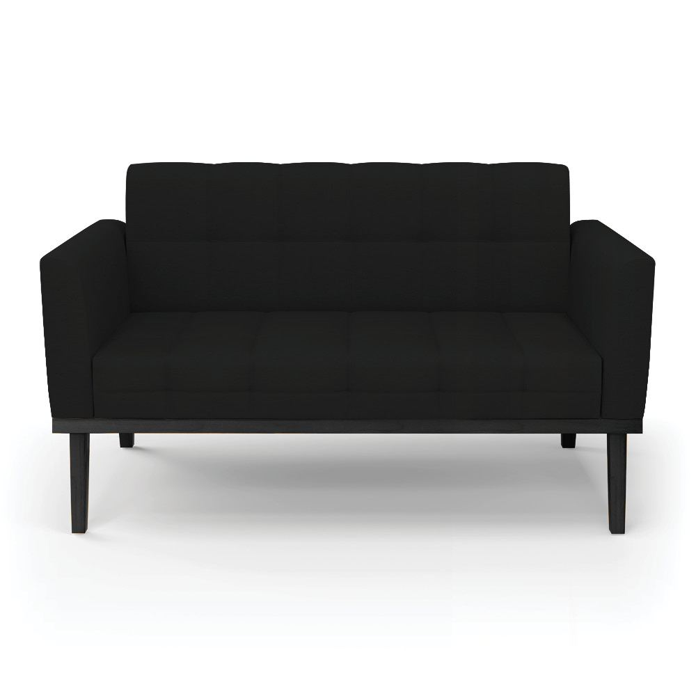 Poltrona Namoradeira Decorativa Karen Pés Fixo em Madeira Preto Linho Preto G19 - Gran Belo
