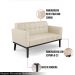 Poltrona Namoradeira Decorativa Karen Pés Fixo em Madeira Preto PU Bege G19 - Gran Belo
