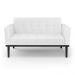 Poltrona Namoradeira Decorativa Karen Pés Fixo em Madeira Preto PU Branco G19 - Gran Belo