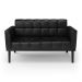 Poltrona Namoradeira Decorativa Karen Pés Fixo em Madeira Preto PU Preto Brilho G19 - Gran Belo