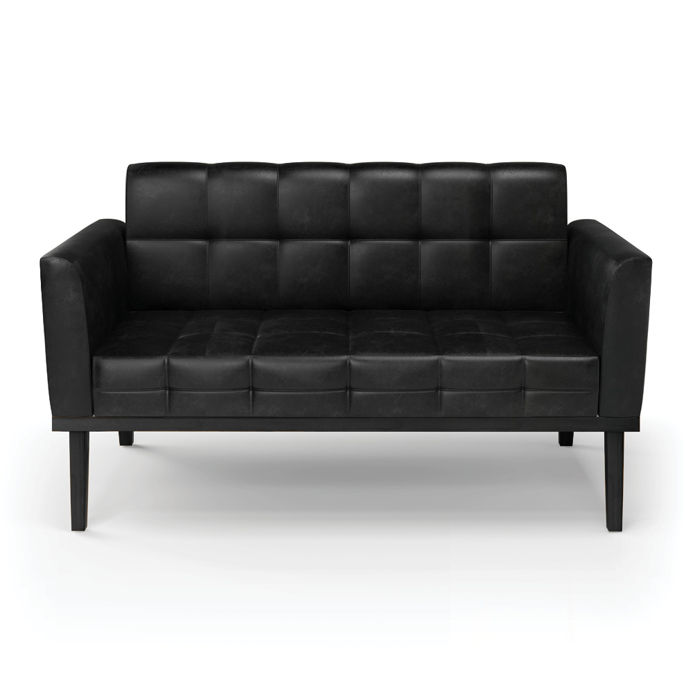 Poltrona Namoradeira Decorativa Karen Pés Fixo em Madeira Preto PU Preto Brilho G19 - Gran Belo