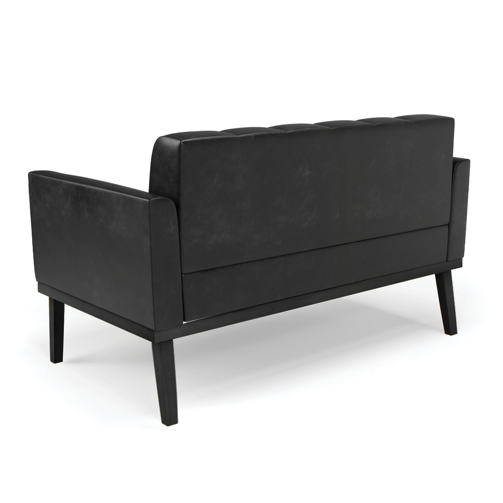 Poltrona Namoradeira Decorativa Karen Pés Fixo em Madeira Preto PU Preto Brilho G19 - Gran Belo