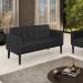 Poltrona Namoradeira Decorativa Karen Pés Fixo em Madeira Preto PU Preto G19 - Gran Belo