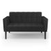 Poltrona Namoradeira Decorativa Karen Pés Fixo em Madeira Preto PU Preto G19 - Gran Belo