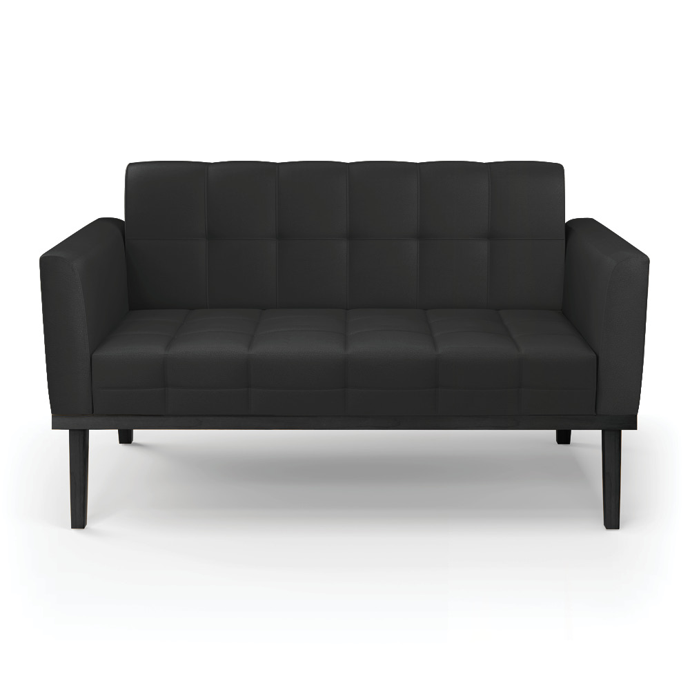 Poltrona Namoradeira Decorativa Karen Pés Fixo em Madeira Preto PU Preto G19 - Gran Belo