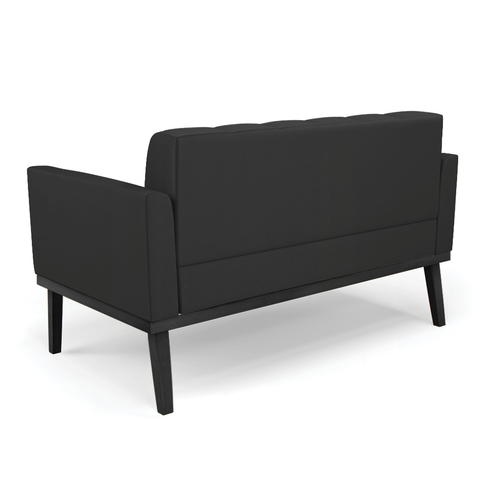Poltrona Namoradeira Decorativa Karen Pés Fixo em Madeira Preto PU Preto G19 - Gran Belo