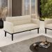 Poltrona Namoradeira Decorativa Karen Pés Fixo em Madeira Preto Suede Bege G19 - Gran Belo