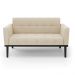 Poltrona Namoradeira Decorativa Karen Pés Fixo em Madeira Preto Suede Bege G19 - Gran Belo