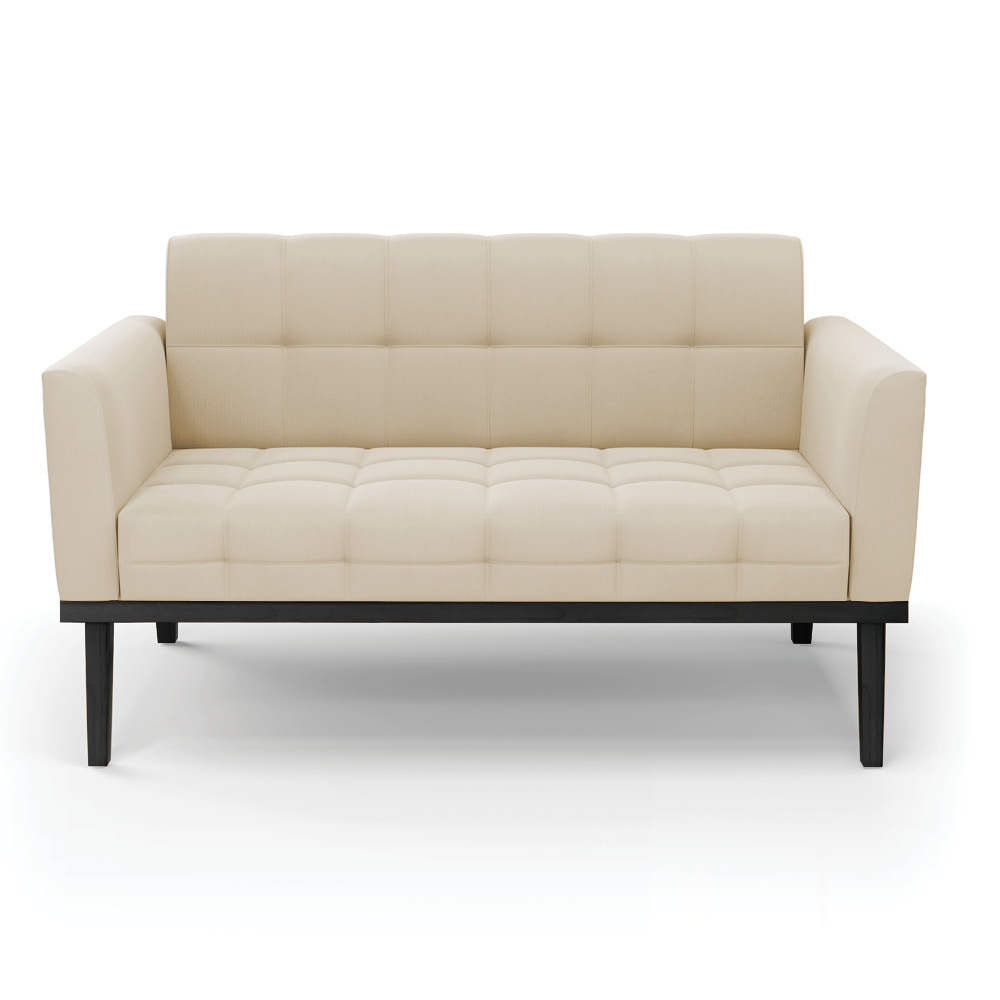 Poltrona Namoradeira Decorativa Karen Pés Fixo em Madeira Preto Suede Bege G19 - Gran Belo