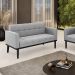 Poltrona Namoradeira Decorativa Karen Pés Fixo em Madeira Preto Suede Cinza G19 - Gran Belo