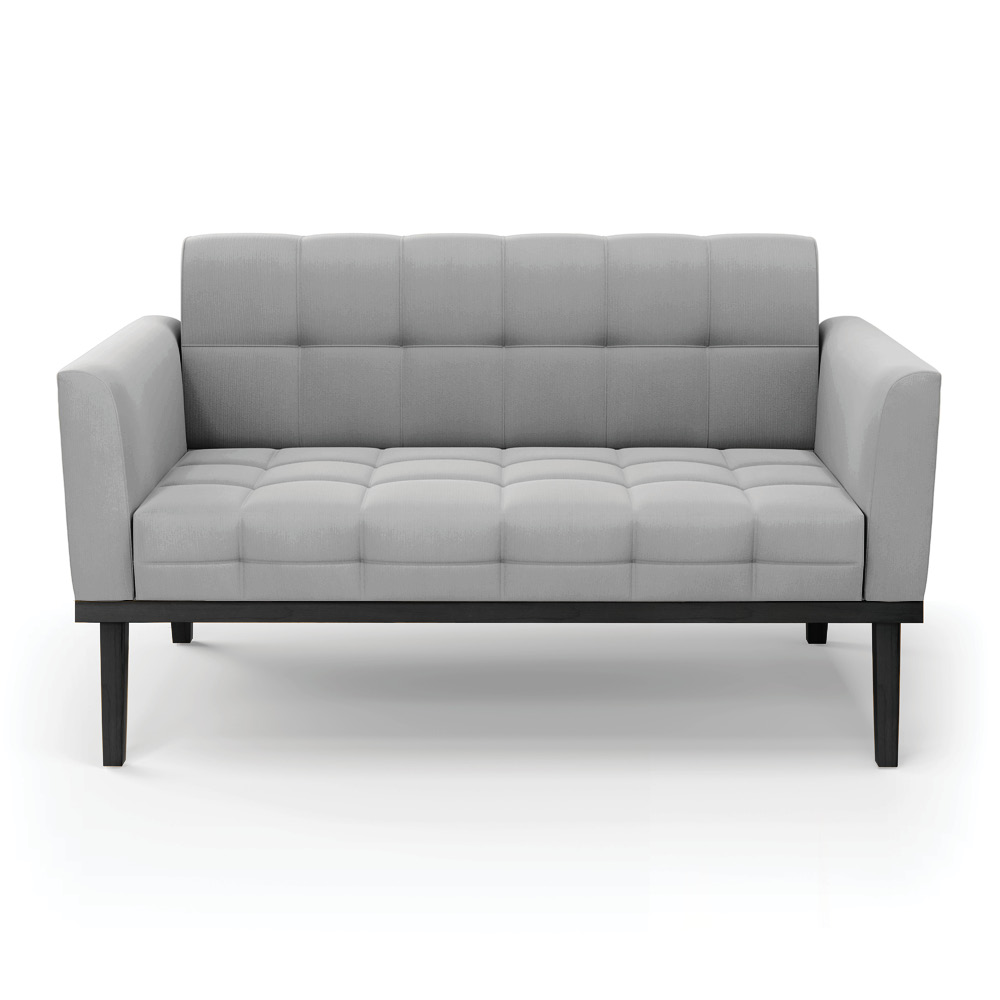 Poltrona Namoradeira Decorativa Karen Pés Fixo em Madeira Preto Suede Cinza G19 - Gran Belo