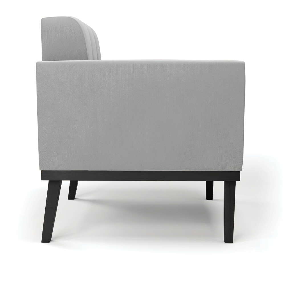 Poltrona Namoradeira Decorativa Karen Pés Fixo em Madeira Preto Suede Cinza G19 - Gran Belo
