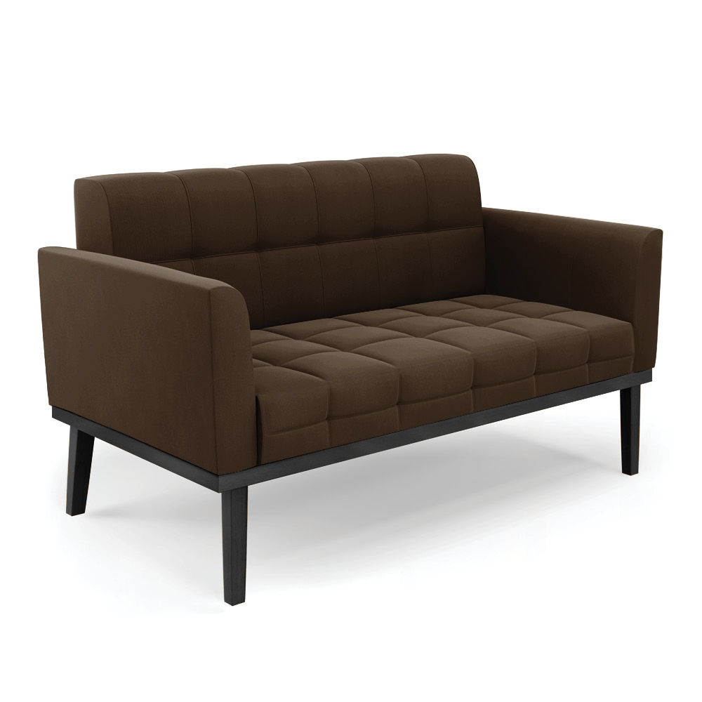 Poltrona Namoradeira Decorativa Karen Pés Fixo em Madeira Preto Suede Marrom 19 - Gran Belo