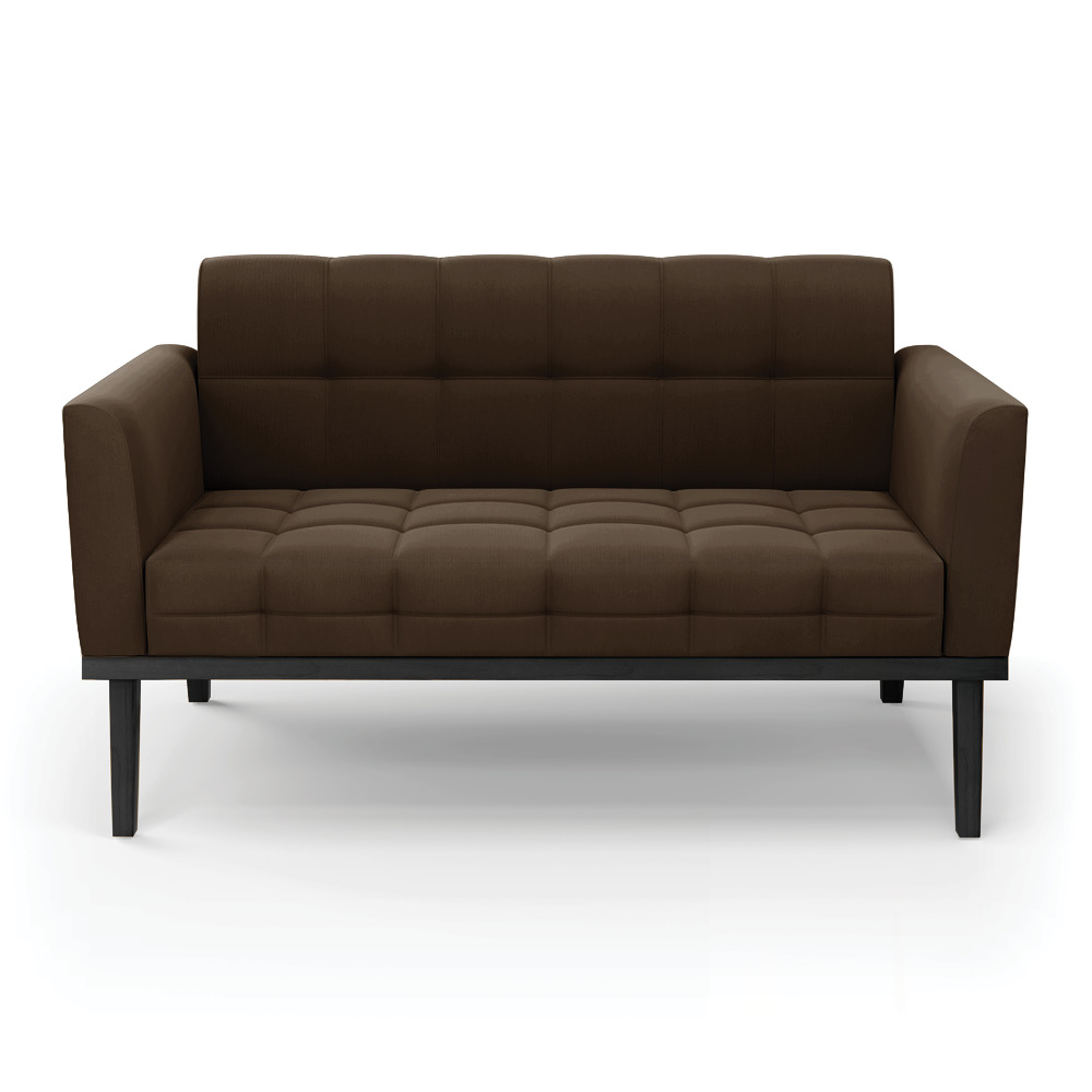 Poltrona Namoradeira Decorativa Karen Pés Fixo em Madeira Preto Suede Marrom 19 - Gran Belo