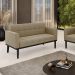 Poltrona Namoradeira Decorativa Karen Pés Fixo em Madeira Preto Suede Nude G19 - Gran Belo
