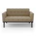 Poltrona Namoradeira Decorativa Karen Pés Fixo em Madeira Preto Suede Nude G19 - Gran Belo