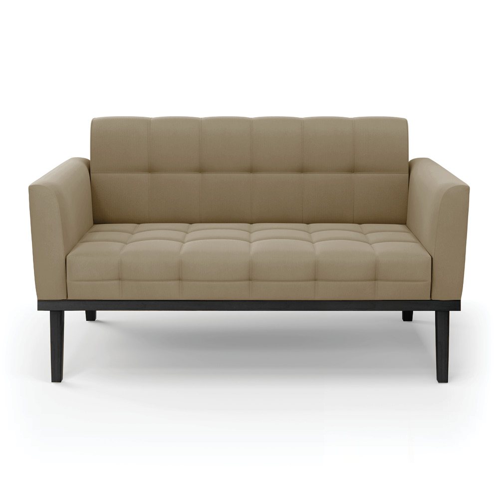 Poltrona Namoradeira Decorativa Karen Pés Fixo em Madeira Preto Suede Nude G19 - Gran Belo