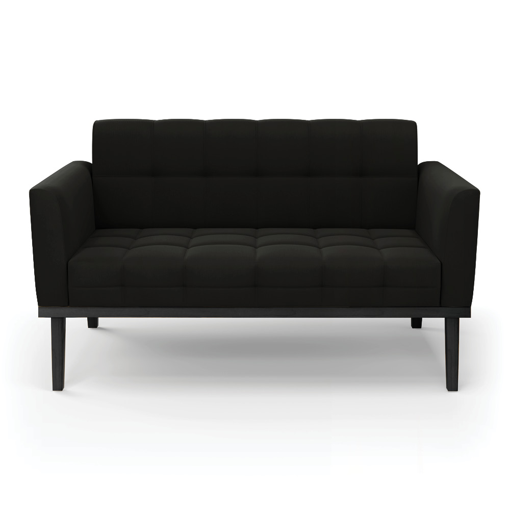 Poltrona Namoradeira Decorativa Karen Pés Fixo em Madeira Preto Suede Preto G19 - Gran Belo