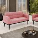 Poltrona Namoradeira Decorativa Karen Pés Fixo em Madeira Preto Suede Rose G19 - Gran Belo