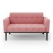Poltrona Namoradeira Decorativa Karen Pés Fixo em Madeira Preto Suede Rose G19 - Gran Belo