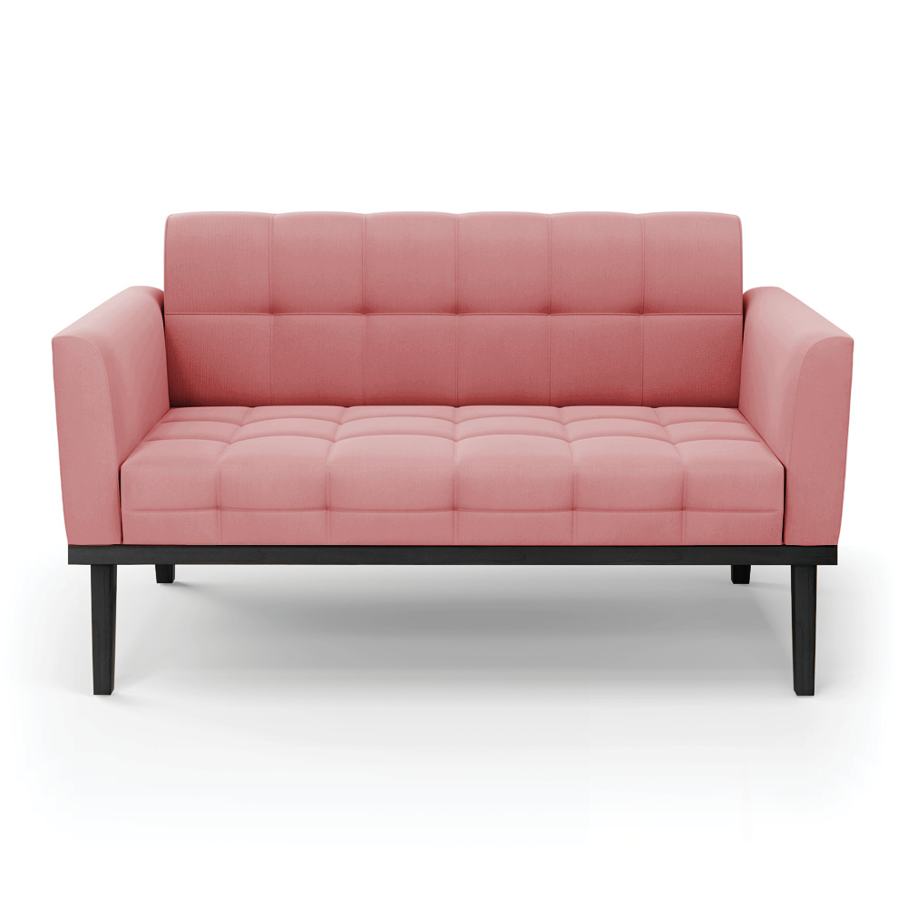 Poltrona Namoradeira Decorativa Karen Pés Fixo em Madeira Preto Suede Rose G19 - Gran Belo