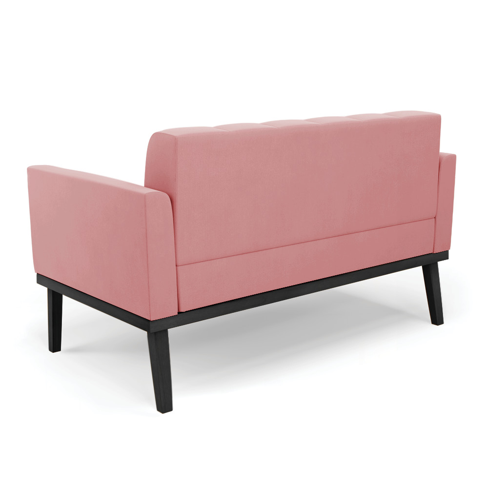 Poltrona Namoradeira Decorativa Karen Pés Fixo em Madeira Preto Suede Rose G19 - Gran Belo