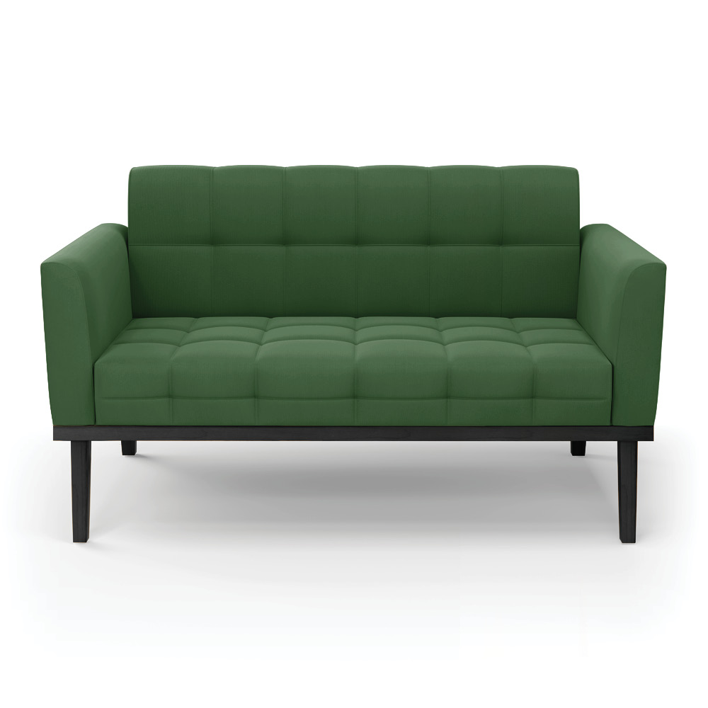 Poltrona Namoradeira Decorativa Karen Pés Fixo em Madeira Preto Suede Verde G19 - Gran Belo