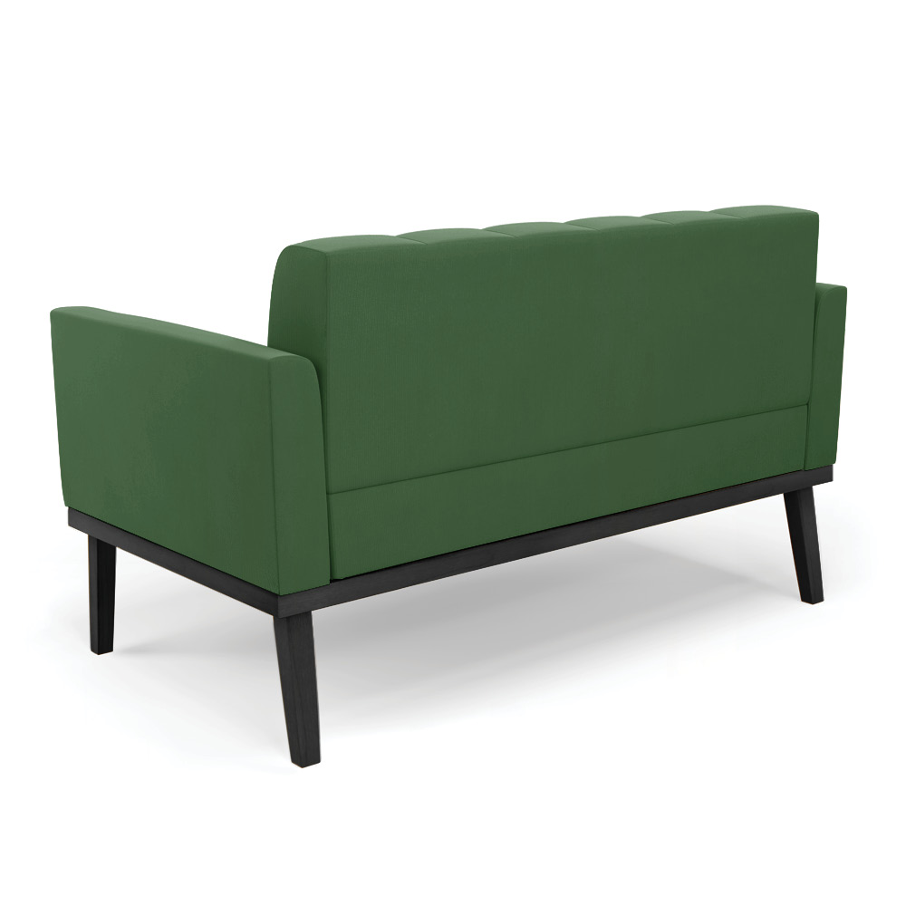 Poltrona Namoradeira Decorativa Karen Pés Fixo em Madeira Preto Suede Verde G19 - Gran Belo