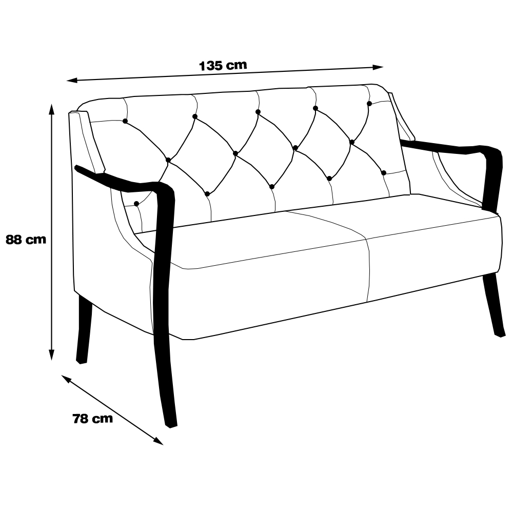 Poltrona Namoradeira Hand 2 Lugares Braços em Madeira Veludo Azul Marinho G45 - Gran Belo