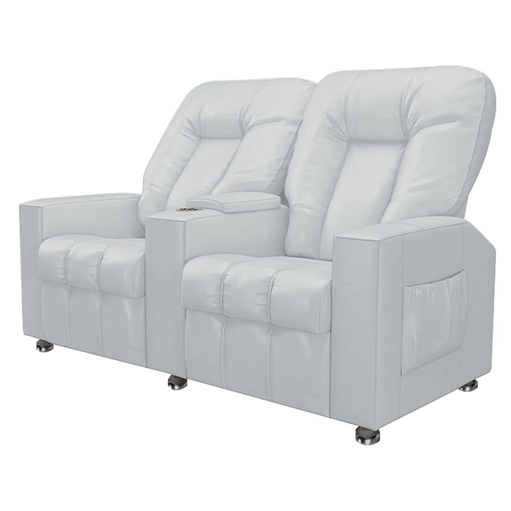 Poltrona Reclinável 2 Lugares para Sala de Cinema Pequim PU Branco G23 - Gran Belo